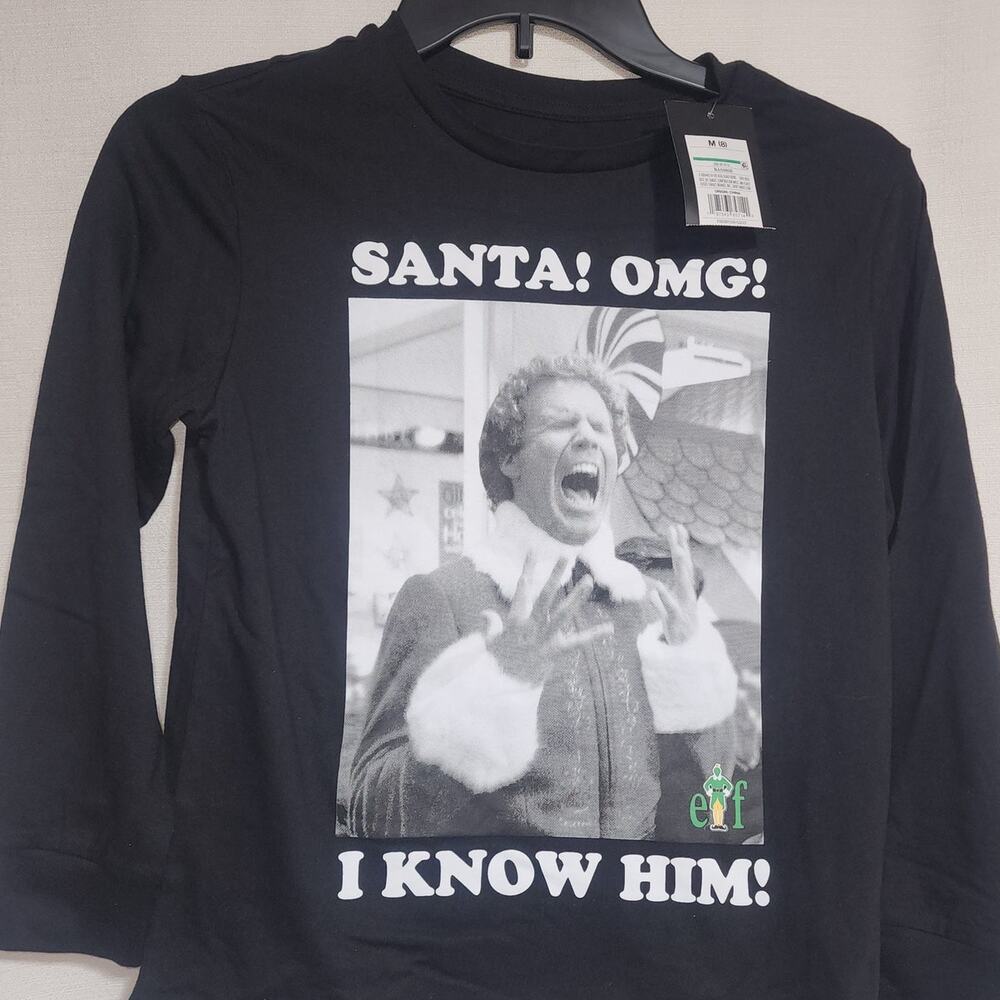elf long sleeve shirt ''Santa ! OMG! I KNOW HIM!'' medium age 8